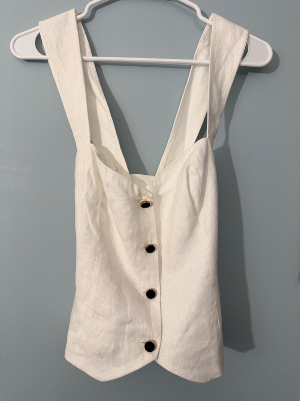Reformation White Kimberly Linen Tank Top with Button Front - Picture 3 of 6